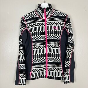Kari Traa Women's M Fleece Jacket Black White Pink Nordic Geometric 621887
